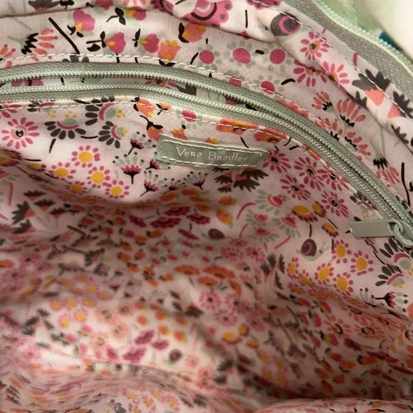 Vera Bradley Iconic Triple Zip Hipster Crossbody Mint Floral Pattern - Picture 7 of 15